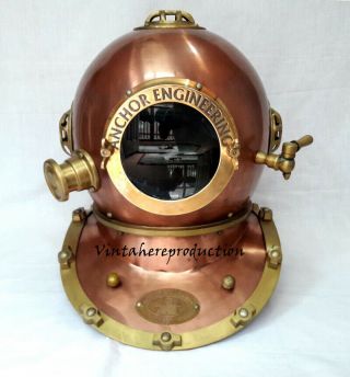 Diving Helmet 18 " Anchor Antique U.  S Navy Mark V Deep Sea Scuba Divers 18 "