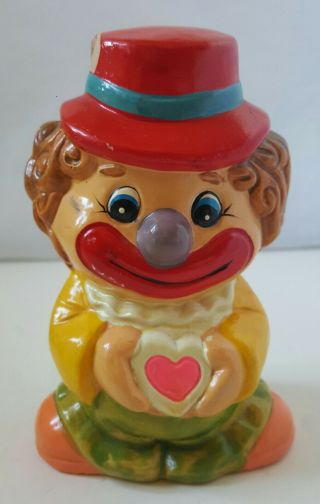 Vintage Colorful Ceramic Clown Bank 6.  5 "