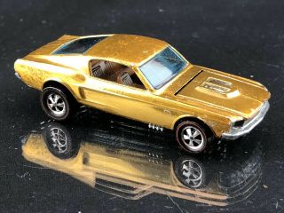 Hot Wheels Redlines Custom Mustang Gold Open Hood Scoop Brown Interior,  Hk Made