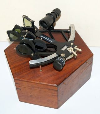 100 Black Marine Sextant Nautical Astrolabe Ship With Wooden Case Gift
