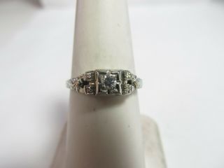 Vintage 18k Solid White Gold 1940s Ring With European Natural Diamond