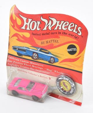 Vintage 1969 Hot Wheels Custom AMX Hot Pink Salmon Blister Pack Carded Redline 3