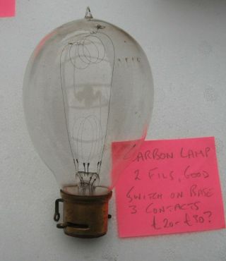1910s Very Unusual Carbon Filament Lamp Built In Switch