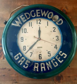 Vintage 21 " Neon Advertising Clock Wedgewood Gas Ranges Neolite Oakland Ca.