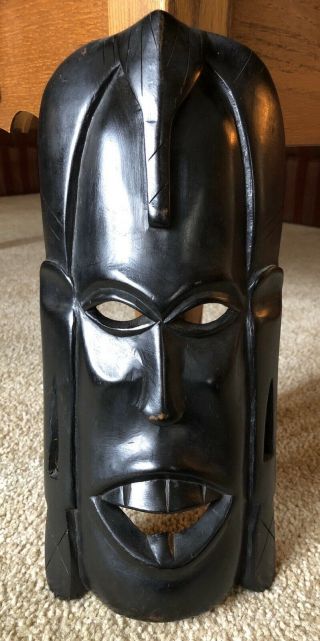 Besmo Hand Carved African Wood Black Tribal Mask Made In Kenya