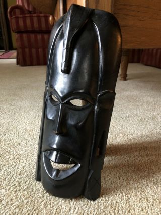 BESMO Hand Carved African Wood Black Tribal Mask Made in Kenya 2