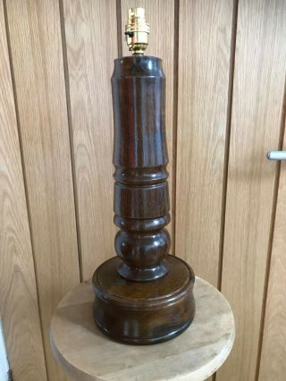 Large Vintage Solid Oak Lamp Base Approx 47cm Tall