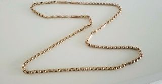 Antique Victorian 9ct Gold Belcher Link Guard Muff Chain Necklace 14.  5 Gr