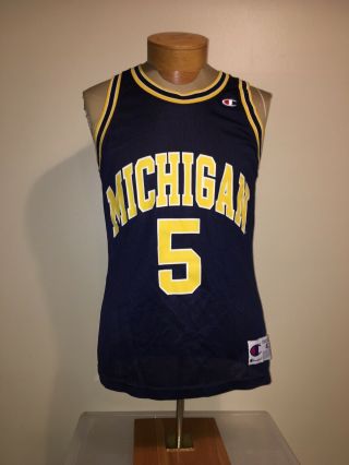 Vintage 90s Michigan Wolverines Jalen Rose 5 Authentic Champion Jersey Size 40