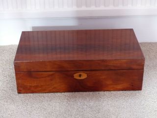 Antique / Early (victorian) Writing Slope /box In Flame Mahogany Veneer
