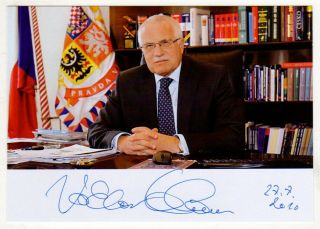 Vaclav Klaus Hand Signed 4x6 Photograph President Of The Czech Republic Ods