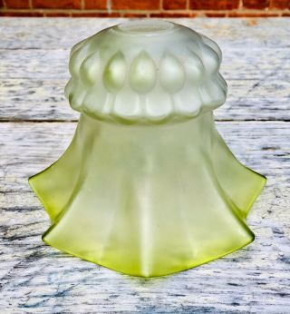 Antique Edwardian Green Glass Coloured Etched Table Ceiling Lamp Shade Vtg