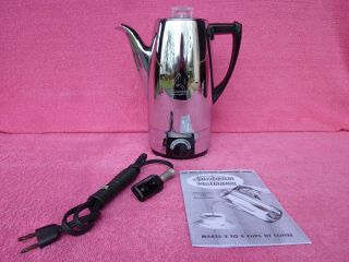 Vtg 50s Sunbeam Coffeemaster Chrome Automatic 8 - Cup Percolator Coffee Pot Maker