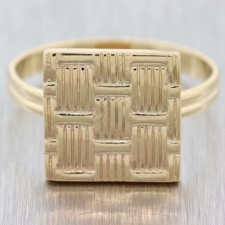 Vintage Estate Tiffany & Co.  Solid 14k Yellow Gold 13mm Square Ring D8