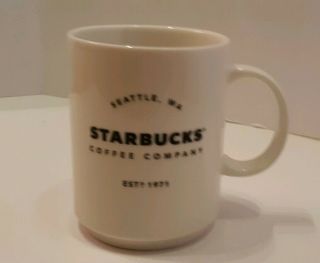 Starbucks 2018 Coffee Co Seattle Wa Est 1971 Mug Cup 14 Oz White Black Letters