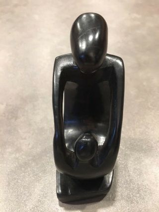 Ebony Wood Carved Mother and Child Love Playing Statue Figurine Made in Kenya 2