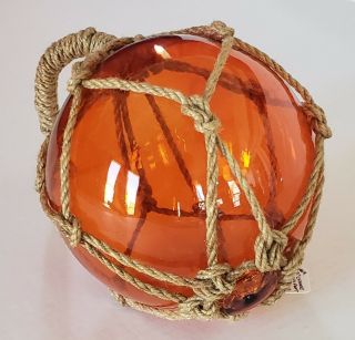 Vintage Orange Hand Blown Glass 5 " Fishing Float Large Pontil Nautical Decor