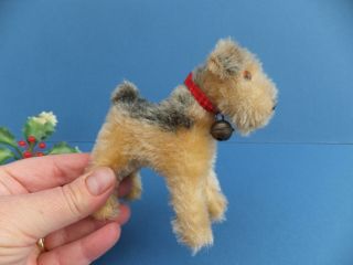 Vintage Antique Miniature 4 " Hermann Steiff Toy Fox Lakeland Terrier Welsh Dog