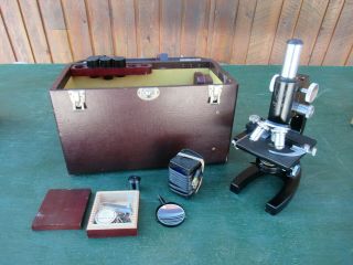 Vintage Bausch Lomb Optical Microscope Model Tn 615 With Case