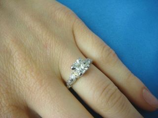 Vintage 14k White Gold Approx 0.  30 Ct Classic Diamond Engagement Ring,  Size 8
