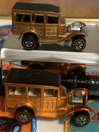 Hotwheels Redlines Rare Classic 31 Ford Woody.  2 - Pak.  Brown/orange??