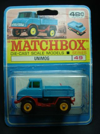 Very Rare Matchbox Lesney No 49 Mercedes Unimog Truck - Canadian Blister