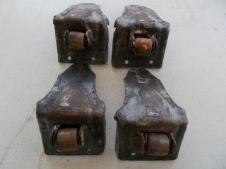 Antique Steamer Trunk Parts (4) Heavy Metal Trim Wheels
