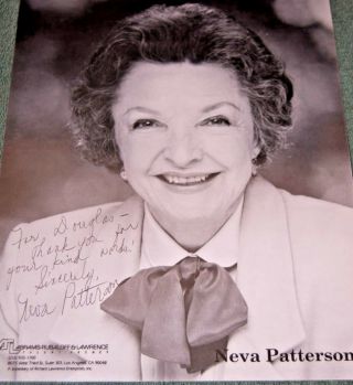 Neva Patterson Autographed Signed B&w Photo 8x10 Deceased American Actress Rare