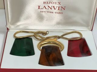 Vintage 70’s Lanvin Paris Multi Color Lucite Exchangeable Pendant Necklace