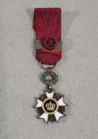 TSV Antique WWI Belgian Civil Medal Order of the Crown Badge Orden de la Corona 2