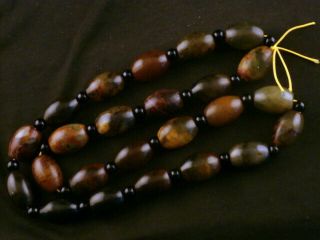 29 Inches Large Chinese Old Jade Beads Prayer Necklace L031