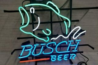 Busch Beer Bass Fish Beer Pub Bar Neon Sign 17 " ×14 "
