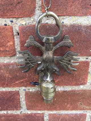 Antique Old Brass Pendant Light Part For Restoration