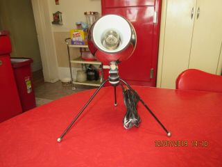 Mid Century Space Age Atomic Chrome Eyeball Orb Tripod Table Lamp Great Cond.