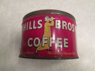 Vintage Hills Bros Coffee Tin Can Red Can Brand 1 Lb.