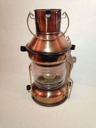 Vintage Copper Stern Ship Oil Lantern Hong Kong
