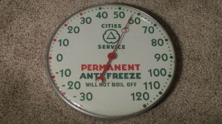Vintage Cities Service Advertising Thermometer Sign Gas Oil And Garage