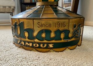 Rare Vintage Nathan’s Hot Dog Coney Island Stained Glass Lamp