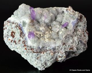 Amethyst Quartz Osilo Sardinia With Fluorescent Minerals Calcite Dolomite 60 Mm