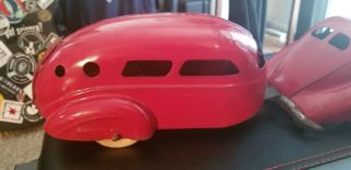 Wyandotte Vintage Toy Car And Camper Trailer Set,  Matching Red,  No Rust,