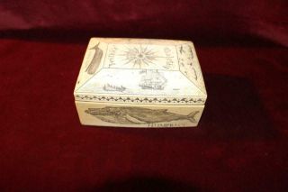 Vintage Hand Scrimshawed Trinket Box Beatrice 