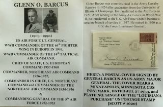 Wwii Commander 64th Fighter Wing Air Force Lt General Barcus Signed Letter Cover