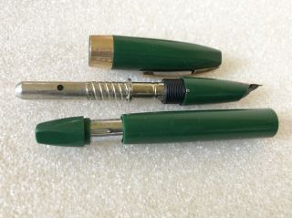 Vintage 14k Gold Tip Sheaffer Pfm Snorkel Fountain Pen W Case - Green