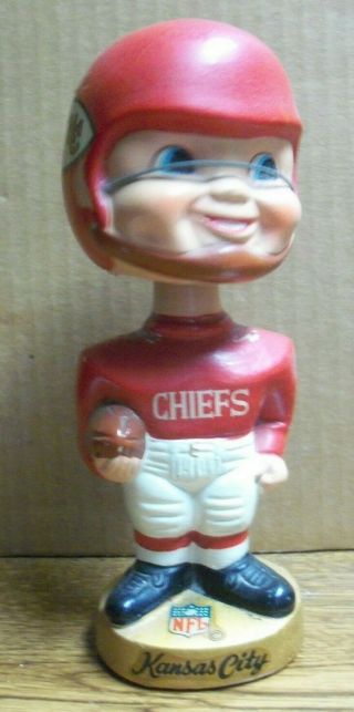 Kansas City Chiefs,  1968 - 70,  Round,  Gold Base,  Nodder / Bobble Head