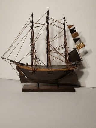 Vintage,  Hand Forged Metal Sailing Ship,  Nauticle,  Art Sculpture,  Home Office Decor