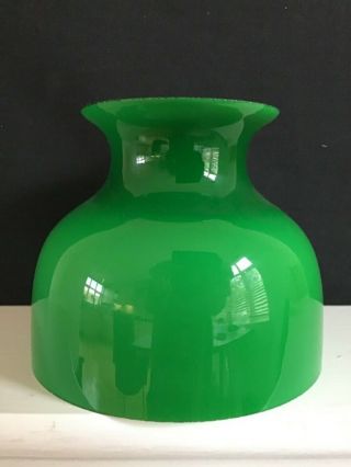 Small Vintage Green & White Glass Oil Lamp Shade 3
