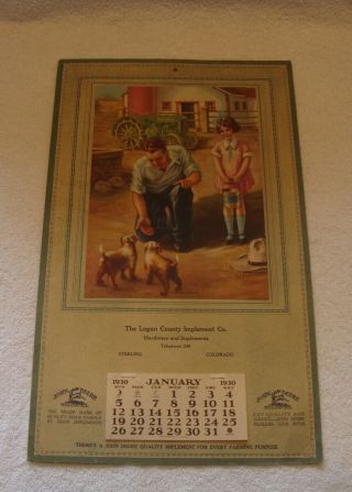 Vintage 1930 John Deere Calendar Logan County Implement Sterling,  Colorado