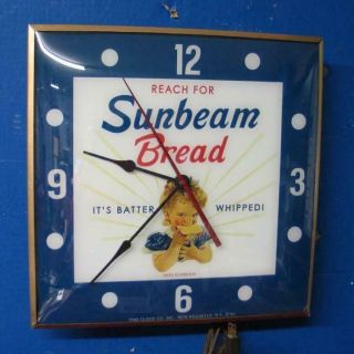 Vintage Pam Lighted Advertising Sunbeam Bread Clock