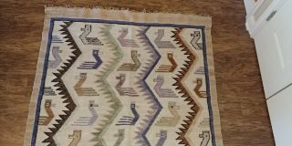 Vintage Navajo Wool Ducks Blanket saddle birds rug 2