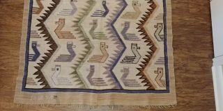 Vintage Navajo Wool Ducks Blanket saddle birds rug 3